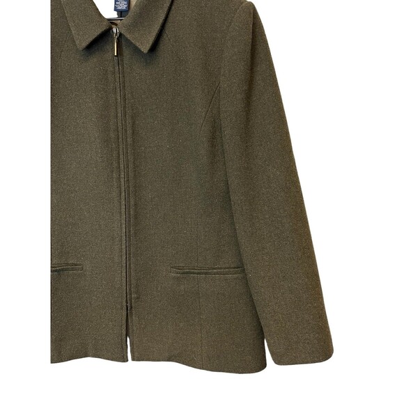 Land’s End Women’s Short Zip Collared Jacket Olive Green Wool Blend Size 12 - Picture 2 of 15